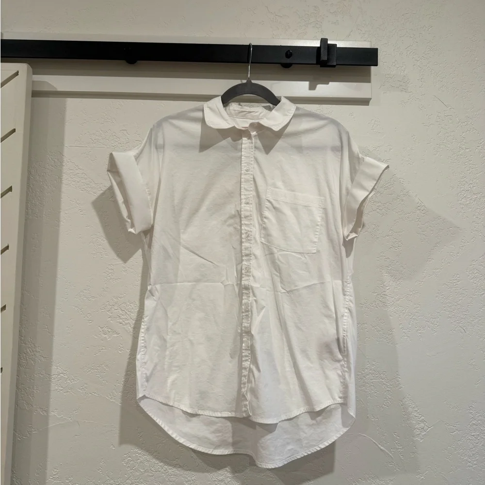 Philosophy White Casual Button Down Short Sleeve Shirt with pocket size small - Picture 1 of 3